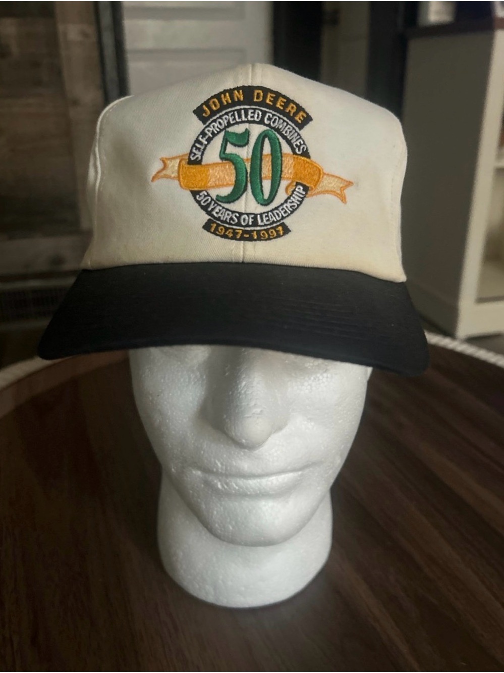 John Deere Cream & Black 50th Anniversary Embroidered Trucker Hat